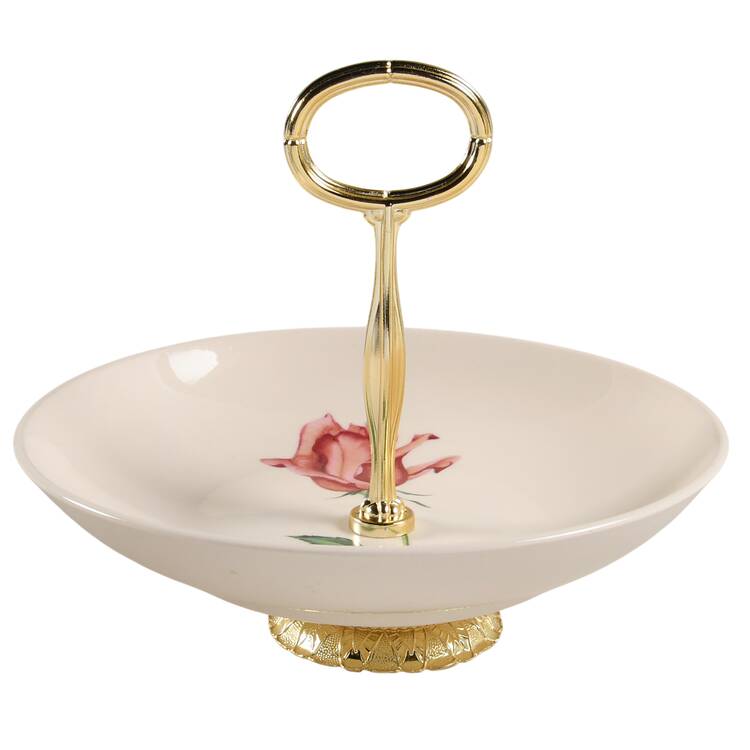 Betsy Rose 6"-7" Handled Footed Nut Dish HC