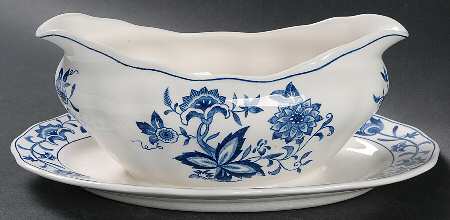 Blue Bonnet Gravy Boat with Attached Underplate