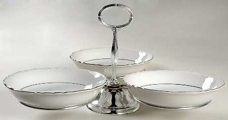 Darlene 7" x 12" 3-Part Relish & Metal Stand (CERC) HC