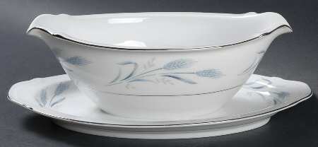 Diana Blue Gravy Boat with Attached Underplate