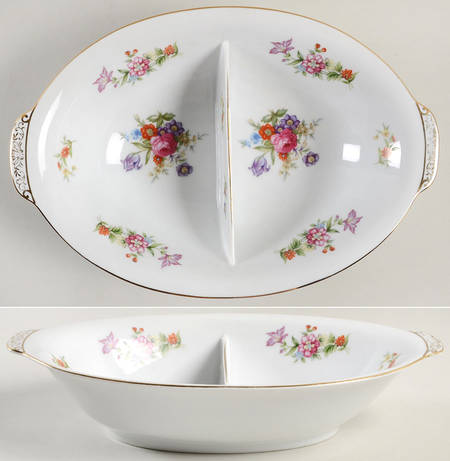 Dresdania 10" Oval Divided Vegetable Bowl
