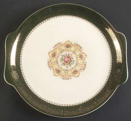 Excellency Green Handled Cake Plate