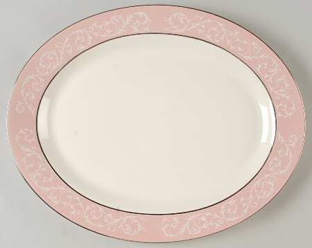 Filigree Pink 13" Oval Serving Platter