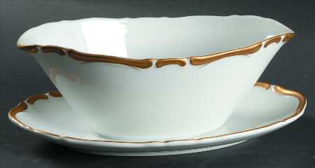 Golden Starlight Gravy Boat with Attached Underplate