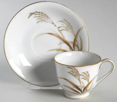 Golden Wheat Footed Demitasse Cup & Saucer Set