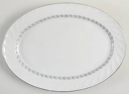 Grey Swirl 12" Oval Serving Platter