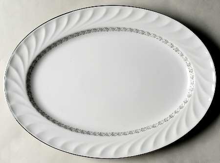 Grey Swirl 14" Oval Serving Platter