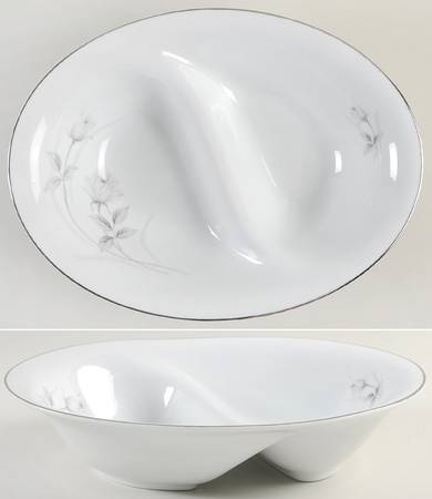 Harmony Rose 10" Oval Divided Vegetable Bowl