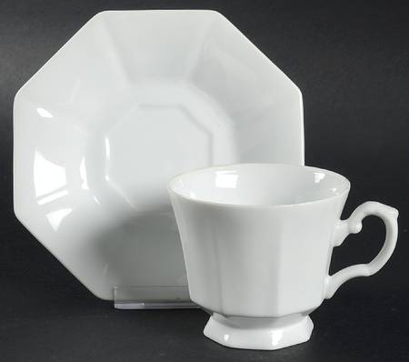 Lynette White Footed Cup & Saucer Set