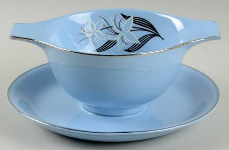 Marcia Pacific Blue Gravy Boat with Attached Underplate