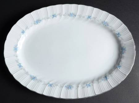 Monticello Blue (Platinum Trim) 12" Oval Serving Platter