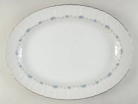 Monticello Blue (Platinum Trim) 16" Oval Serving Platter