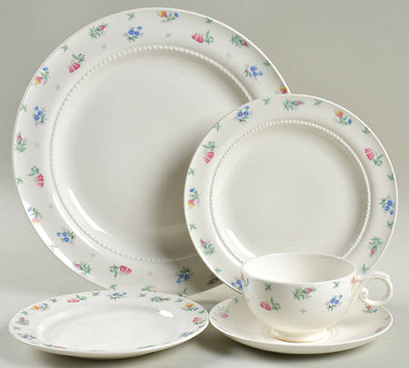 Monticello Pink and Blue (No Trim) 5 Piece Place Setting