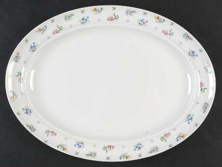 Monticello Pink and Blue (No Trim) 13" Oval Serving Platter