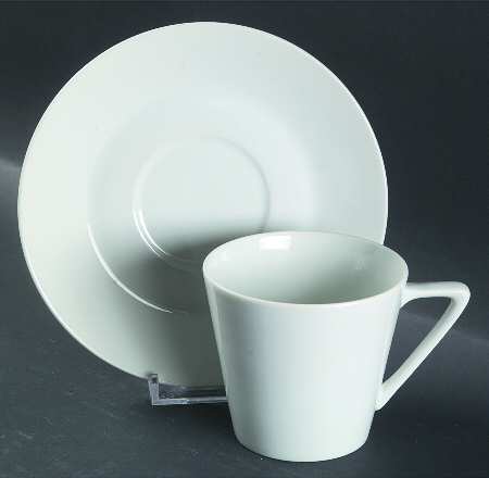 Moonglow White Flat Cup & Saucer Set