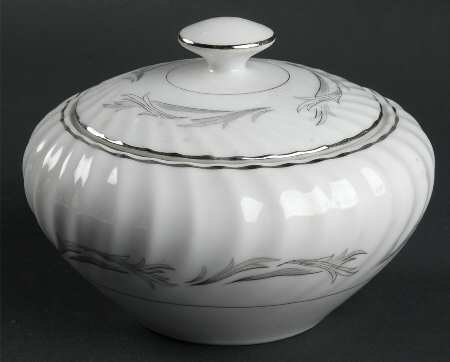 Platinum Scroll Sugar Bowl & Lid