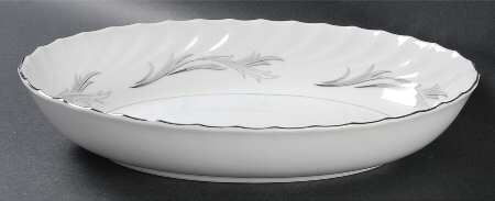 Platinum Scroll 10" Oval Vegetable Bowl