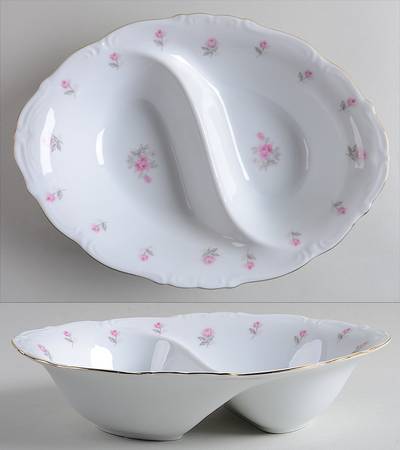 Rose Petite 10" Oval Divided Vegetable Bowl
