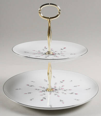 Rosebud 6 5/8"-10"  2 Tiered Serving Tray (Dp, Sp) HC