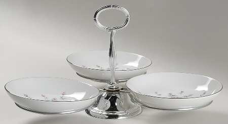 Rosebud 7" x 12" 3-Part Relish & Metal Stand (FR) HC