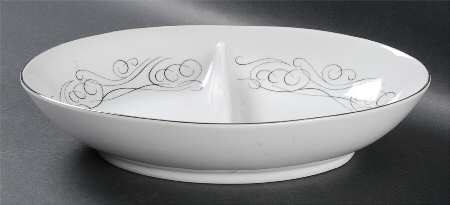 Scroll 10" Oval Divided Vegetable Bowl