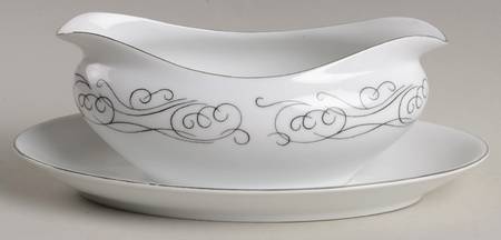 Scroll Gravy Boat with Attached Underplate