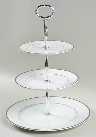 Silver Melody 13 7/8"-14 1/4" 3-Tiered Serving Tray(DP,SP,BB) HC