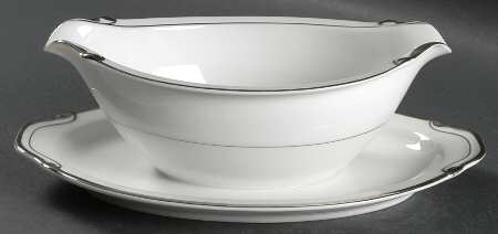 Silver Melody Gravy Boat with Attached Underplate
