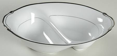 Silver Melody 10" Oval Divided Vegetable Bowl