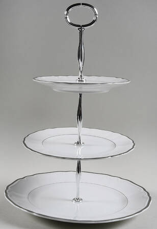 Silver Sonata 13 7/8"-14 1/4" 3-Tiered Serving Tray(DP,SP,BB) HC