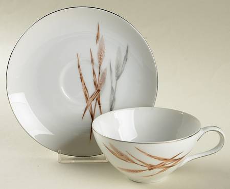 Silver Wheat Flat Cup & Saucer Set