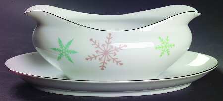 Snowflake (All Over Flakes) Gravy Boat with Attached Underplate