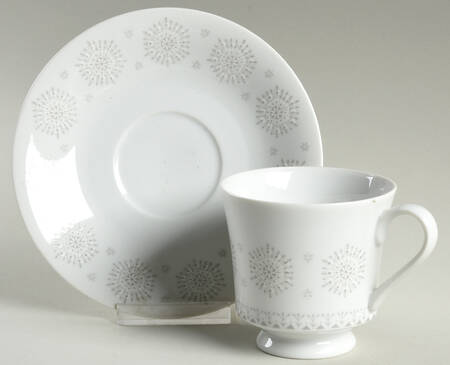 Snowflake (Flakes On Edge) Footed Cup & Saucer Set