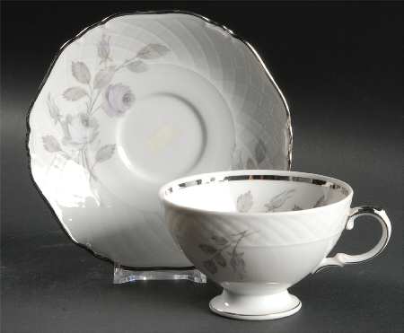 Spring Song (Platinum Trim) Footed Cup & Saucer Set