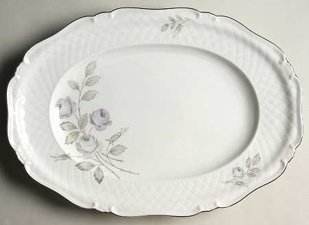 Spring Song (Platinum Trim) 14" Oval Serving Platter