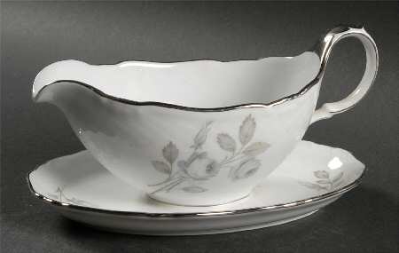 Spring Song (Platinum Trim) Gravy Boat with Attached Underplate