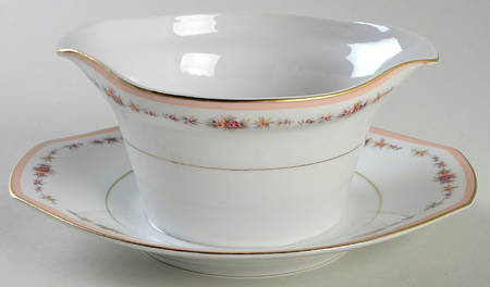 Venetian Rose (3641) Gravy Boat with Attached Underplate