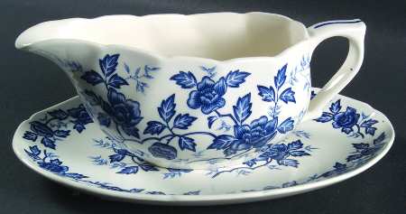 Wisteria Blue and White Gravy Boat & Underplate/Relish