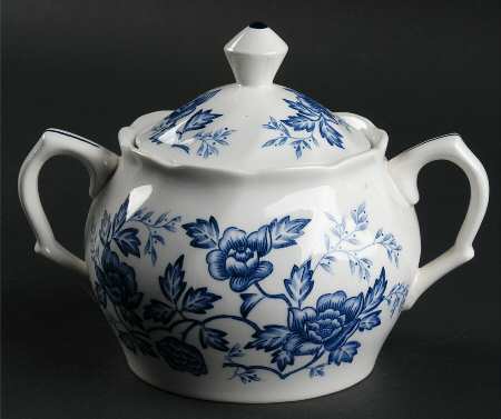 Wisteria Blue and White Sugar Bowl & Lid