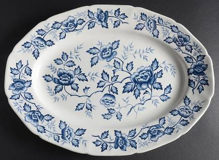 Wisteria Blue and White 14" Oval Serving Platter