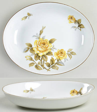 Yellow Rose 9" Oval Vegetable Bowl