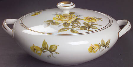 Yellow Rose Round Covered Vegetable
