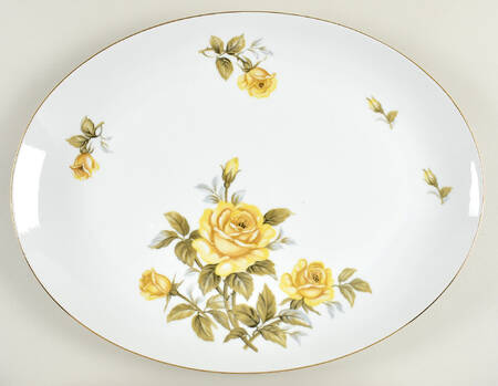 Yellow Rose 16" Oval Serving Platter
