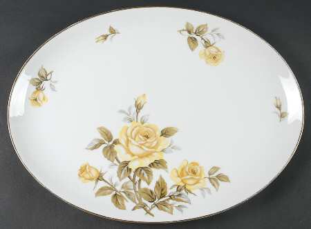 Yellow Rose 15" Oval Serving Platter