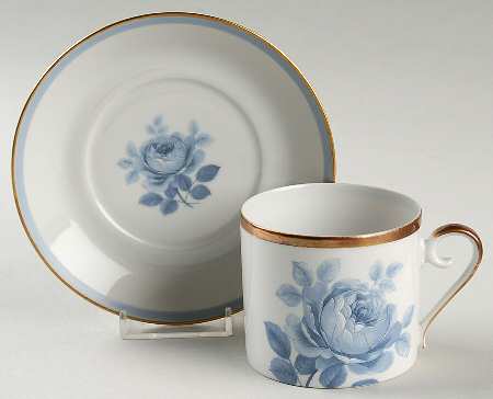 Blue Rose Flat Cup & Saucer Set