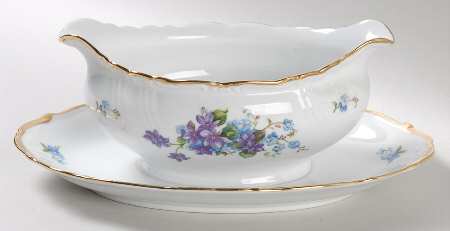 Spring Garden Gravy Boat with Attached Underplate
