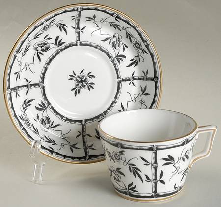 Bamboo Black Flat Cup & Saucer Set