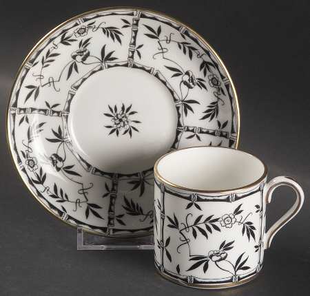 Bamboo Black Flat Demitasse Cup & Saucer Set