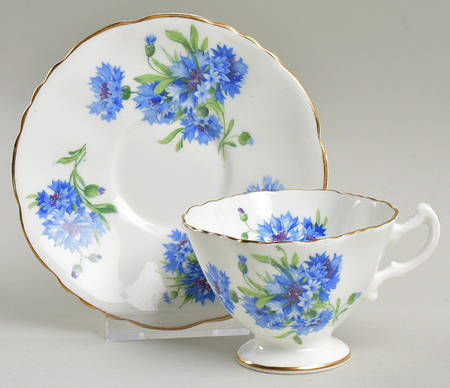 Cornflower Blue Footed Demitasse Cup & Saucer Set