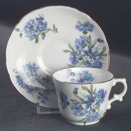 Cornflower Blue Flat Demitasse Cup & Saucer Set